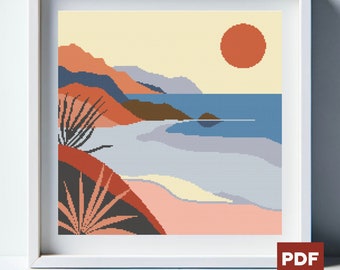 Cross Stitch Pattern Boho Sea Instant Download PDF