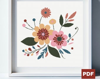 Cross Stitch Pattern Floral Summer Petals Instant Download PDF