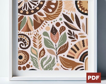 Cross Stitch Pattern Warm Modern Boho Pattern Instant Download PDF