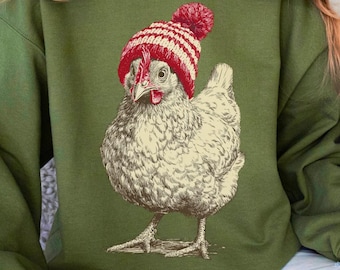 Christmas Chicken Sweatshirt | Funny Xmas Farm Animal Holiday Crewneck | Farmer Gift
