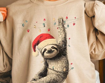 Sloth Christmas Sweatshirt | Cozy Holiday Animal Crewneck Gift for Sloth Lovers