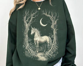 Vintage Unicorn Sweatshirt, Whimsical Fantasy Crewneck, Unicorn Lover Gift