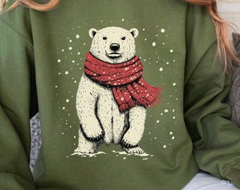 Moletom de Natal com Urso Polar, Estilo Vida Selvagem do Ártico, Presente para Amantes de Ursos Polares
