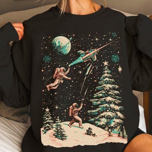 Space Christmas Sweatshirt, Galaxy Holiday Crewneck, Sci-Fi Space Lover Gift