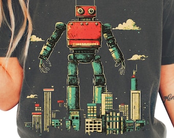 Vintage-Roboter-Shirt, Retro-Sci-Fi-T-Shirt, futuristisches Roboter-Nerd-Geschenk
