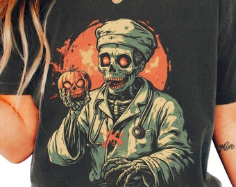 Skeleton Doctor T-Shirt, Spooky Medical Halloween Tee, Funny Doctor Gift