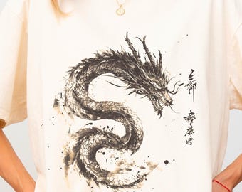 Dragon Graphic Tee, Japanese Calligraphy, Comfort Colors® Shirt