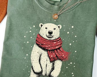 Camiseta navideña de oso polar / Camiseta navideña ártica adorable / Regalo para amantes de los osos polares