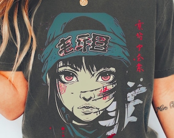90s Anime Manga Girl Shirt, Japanese Horror Gore Tee, Retro Grunge T-Shirt