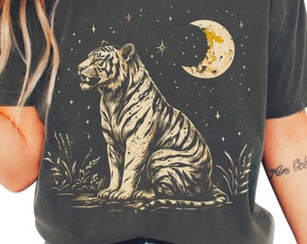 Celestial Tiger Comfort Colors® T-Shirt | Cosmic Wildlife Graphic Tee | Gift for Animal Lovers