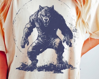 Vintage Werewolf T-Shirt | Retro Horror Creature Graphic Tee | Halloween Lover Gift