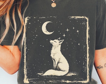 Vintage Fox Linocut Shirt, Cottagecore Forestcore Tee, Nature Lover Gift