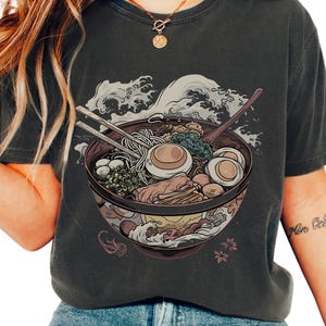 T-shirt vintage Ramen, motif nouilles japonaises, cadeau pour les amateurs de ramen.