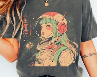 90s Anime Manga Girl T-Shirt, Japanese Horror, Alt Clothes, Anime Aesthetic, Grunge Clothing, Harajuku Streetwear Shirt, Gore Tee, Space