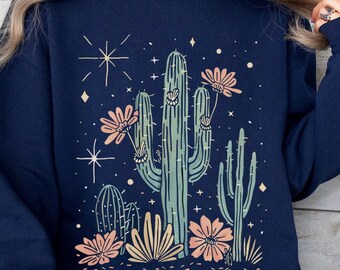 Sweat-shirt Cactus du désert, style western, col rond, cadeau pour les amoureux des cactus