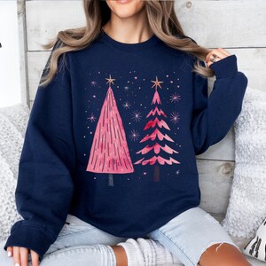 Pink Christmas tree sweatshirt, Christmas sweater, Christmas vibes, Pink Christmas tree, Christmas tree shirt, Light pink Christmas tree