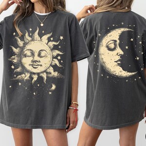 Vintage T-shirt zon en maan, T-shirt boho Celestial, cadeau natuurliefhebber