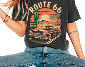 Vintage Route 66 T-shirt, Retro Road Trip-tröja