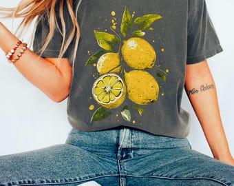 Lemon Print Comfort Colors® T-Shirt, Botanisches Zitrus-T-Shirt