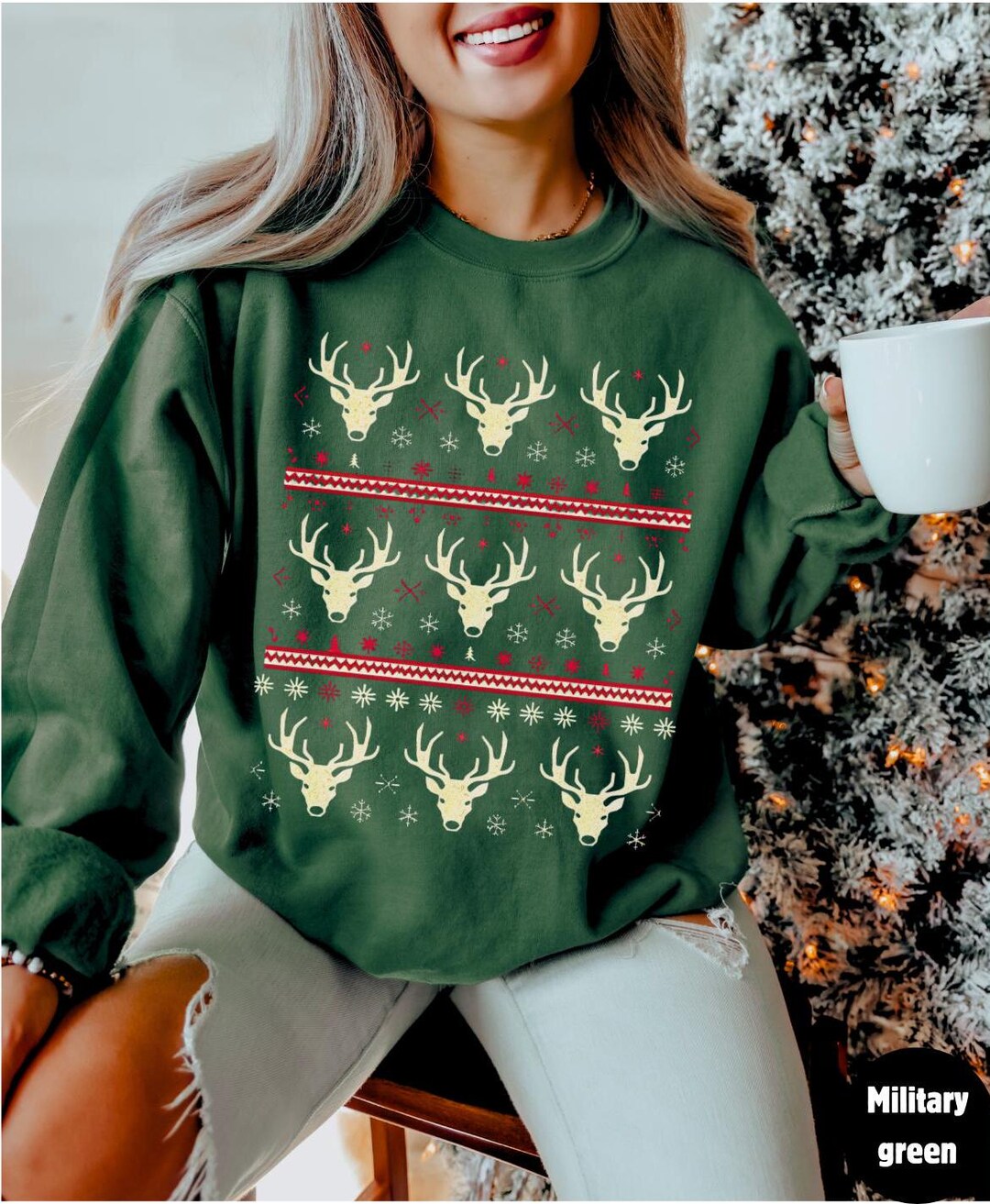 Weihnachten Hirsch Pullover, hässliche Weihnachten Pullover, Damen