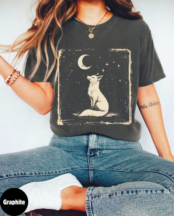 Vintage Fox Linocut Shirt, Cottagecore Forestcore Tee, Nature Lover Gift