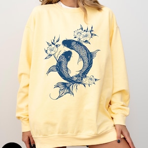 Vintage Japanese Koi Fish sweater, Nautical Animal Asian Shirt , Koi Pond, Japanese koi fish,Japanese streetwear, Koi Fish sweater Unisex