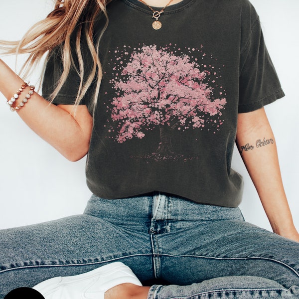 Camisa de cerezo en flor, Japanische kirschblüte, árbol de sakura japonés, árbol de cerezo en flor, flor de cerezo japonés, Japón, camiseta unisex