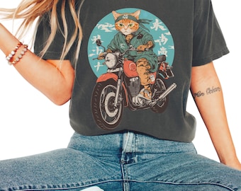 Cat Biker Shirt | Funny Motorcycle Kitty Tee for Cat Lovers