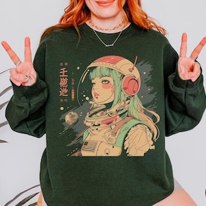 90s Anime Manga Girl sweatshirt, Japanese Horror, Alt Clothes, Anime Aesthetic, Grunge Clothing, Space girl, Outer space sweater