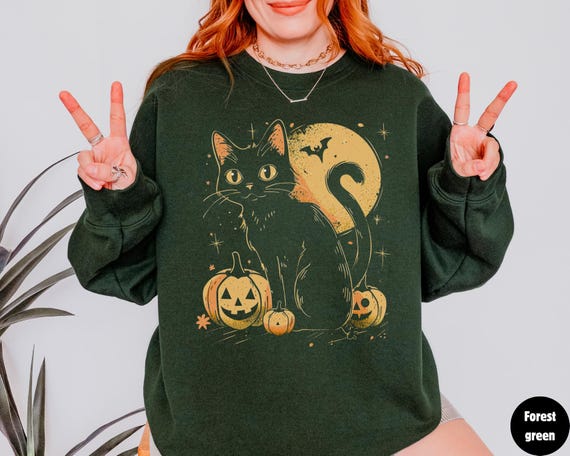 Maglione Gatti Con La Felpa Felpa Di Halloween, Maglione Con Gatto