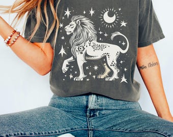 Celestial Lion Comfort Colors® Tee, Leo Zodiac Shirt