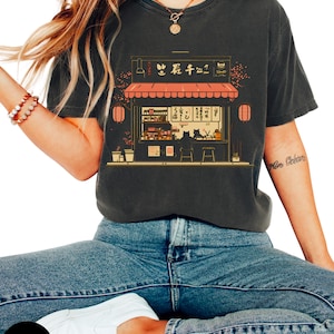 Cat Lover shirt, Ramen Shop Tee, Japanese Cat Shirt, Cute Animal Graphic Top, Kitty Design Apparel, Kawaii, Japanese noodle shop, Japan