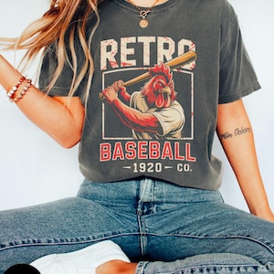 Cool honkbalshirt, retro shirt kip haan, vintage cadeau voor honkballiefhebbers, zomer-T-shirt, leuk vadercadeau, uniseks shirt