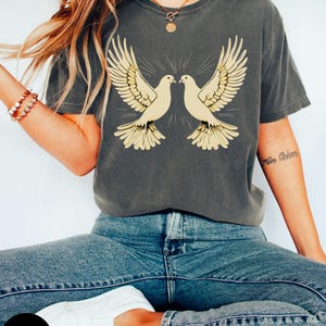 White doves shirt, World peace day, Faith shirt, Dove lovers gift, Dove print shirt, Bird lover gift, Dove graphic tee, Pigeon shirt