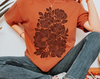 Pressed Flower Shirt, Dark Academia Botanical Tee for Plant Lovers