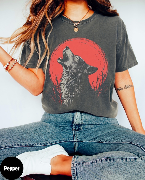 Howling wolf shirt, Howling wolf tee, Lone wolf shirt, Wolf lover shirt, Wolf gift, Animal lover shirt, Wildlife animals tee, Animal print
