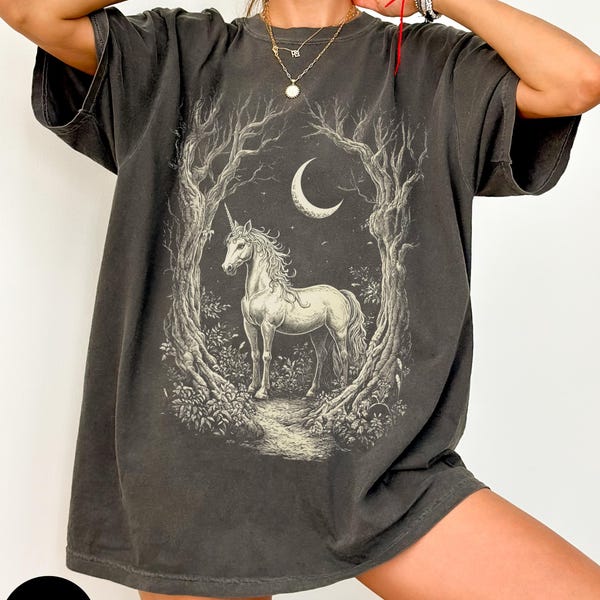 Magical Unicorn Shirt, Whimsical Moonlight Tee, Cute Gift for Unicorn Lovers, Celestial Fashion, Perfect for Fantasy Lovers