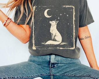 Vintage Fox shirt, Animal Lover Gift, Boho, Cottagecore, Fairycore Tee, Forestcore, Vintage Folklore, Nature Lover Shirt, Linoprint style
