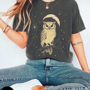 Chemise hibou noir Academia, cadeau pour amateur d'oiseaux célestes