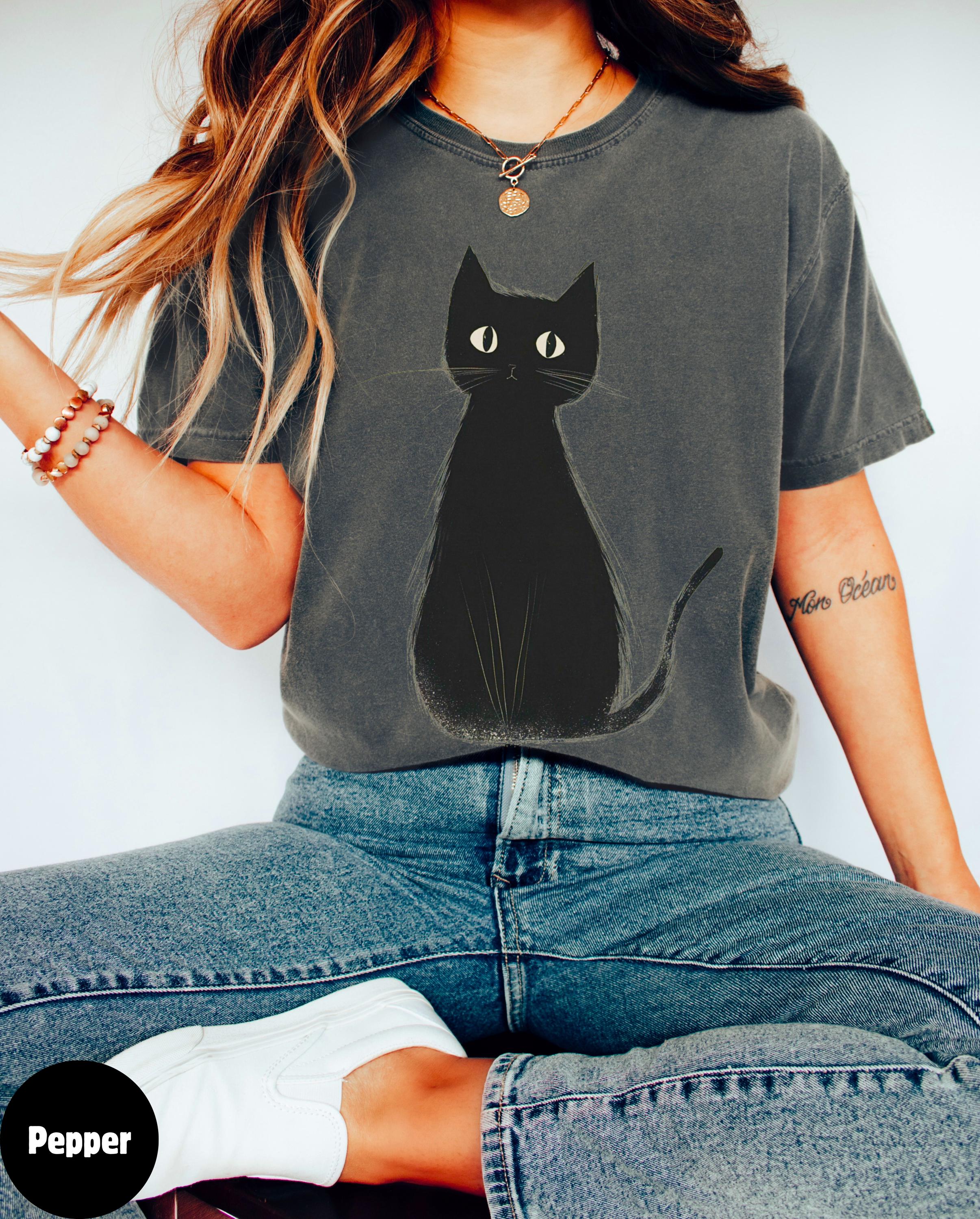 Black Cat Graphic Sweatshirt, Cute Kitty Shirt, Cat Lover Gift - Etsy