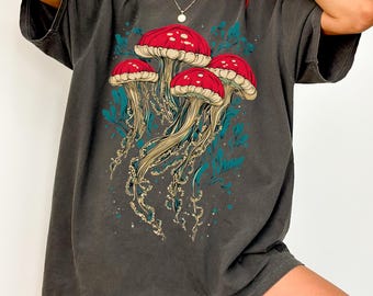 T-shirt vintage à imprimé méduses, Comfort Colors®, chemise Ocean Art