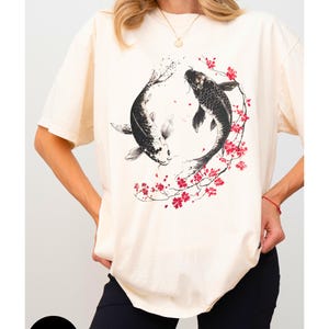 Vintage Japanese Koi Fish Tshirt, Nautical Animal Asian Shirt, Koi Pond Tee, Tokyo Style, Japanese koi fish,Japanese streetwear, Unisex