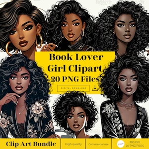 Amoureux des livres Clipart, Clipart confortable aquarelle, Clipart femme noire, Clipart livres, Dreadlocks, Clipart Lady Boss