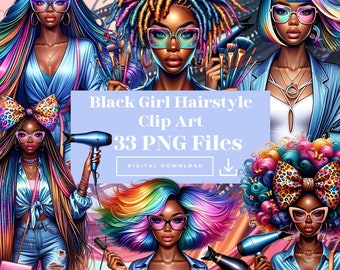 Black Girl Hairstyle,Black Girl Clipart,African American Girl png, African Girl Illustration,Hairstylist png Bundle,Hair Clipart