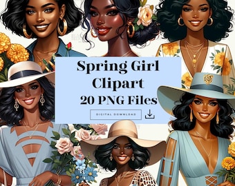 Imágenes prediseñadas de primavera de acuarela, imágenes prediseñadas de niña negra de primavera, imágenes prediseñadas de mujeres negras, imágenes prediseñadas de chica planificadora, imágenes prediseñadas de niña negra, imágenes prediseñadas de flores
