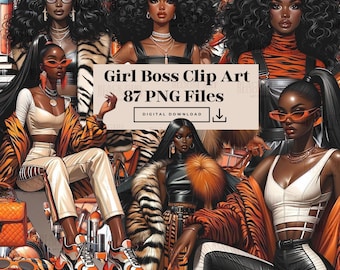 Black Women Clipart, Planner Girl Clipart, Office Girl Clipart, Black Women Lady Boss Clipart, Black Girl Clipart