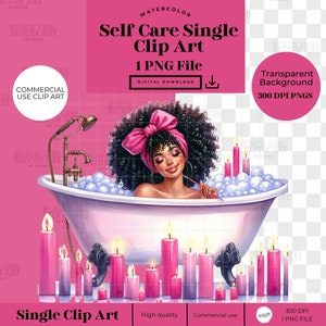 Black Girl Self-Care Clipart, Planner Stickers, Self-Care, Bliss Spa Clipart, Black Girl, Relax Clip Art,Watercolor Clip Art,Beauty Clip Art
