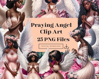 Praying Angels clipart, Black Women clipart, Women of Color clipart, Church vibes,planner sticker clipart, Angels clipart