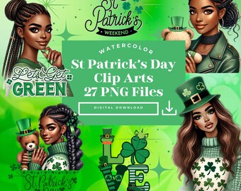 St Patricks Day Clip art, Watercolor png, Digital stickers, Clover clip art, St patricks Day element,Green St Patrick Sticker,Shamrock png