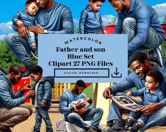 Black Father and son clipart, Father and son, Fathers day png, Best Dad clip art, Daddy and Child,Digital Download